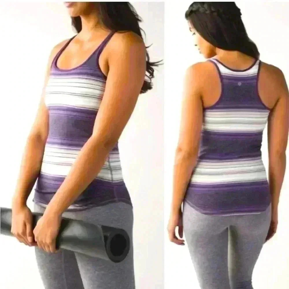 lululemon athletica Purple Striped Racerback Tank Top